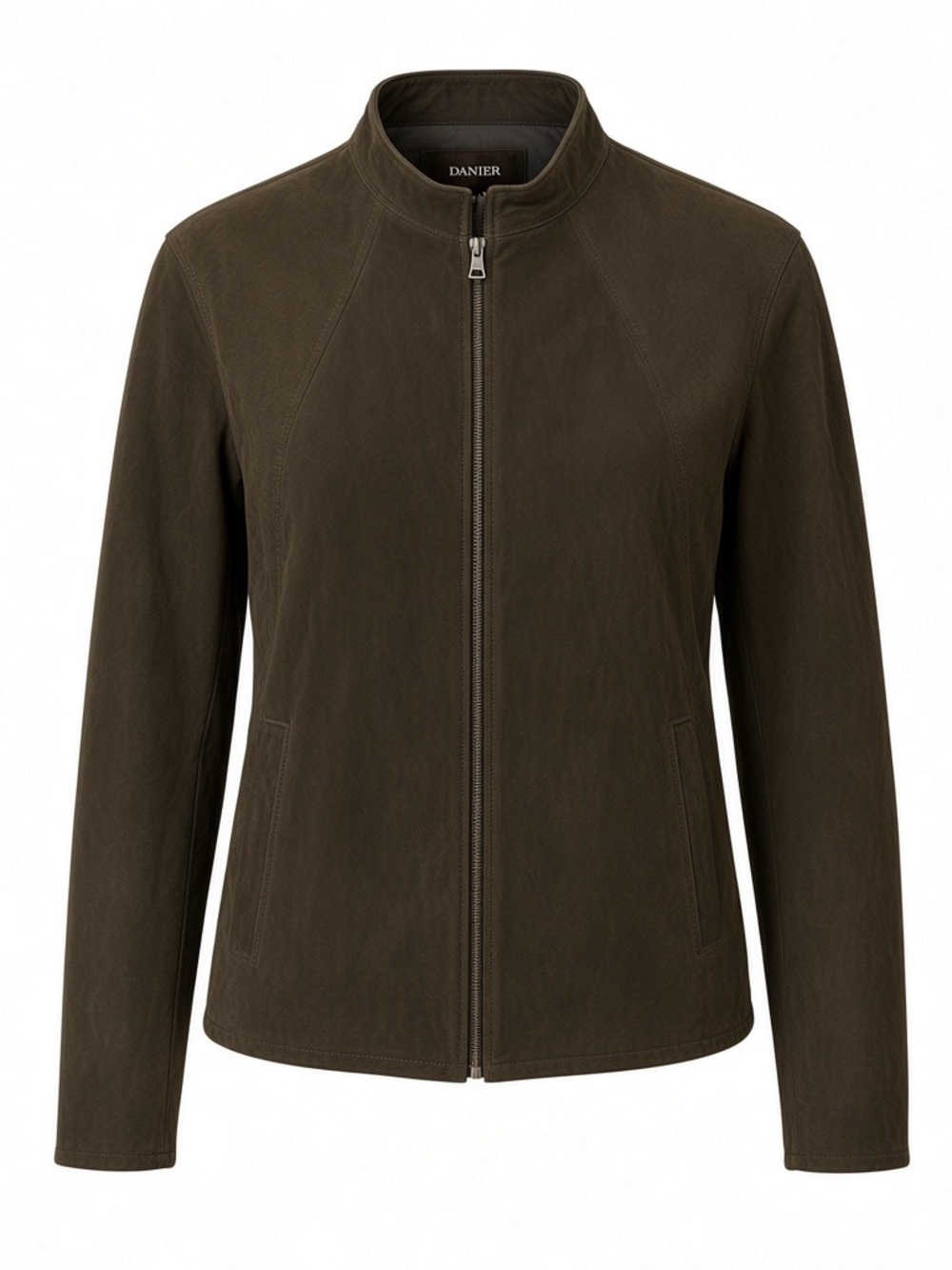 Danier Women's Olive Zip-Front Suede Leather Jacket